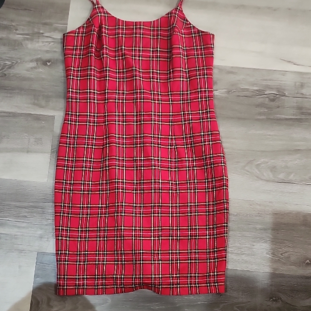 Karen Kane Red Plaid Midi Dress